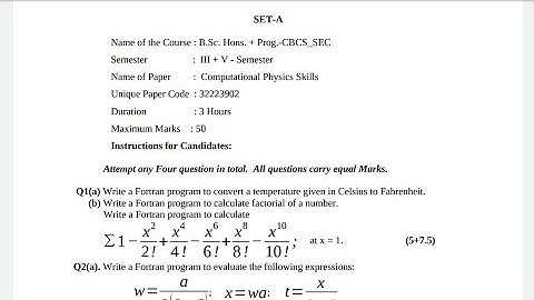 Computational Physics Question Paper-2, OBE |SEC PAPER | Semester-3,4 |University of Delhi #du #obe
