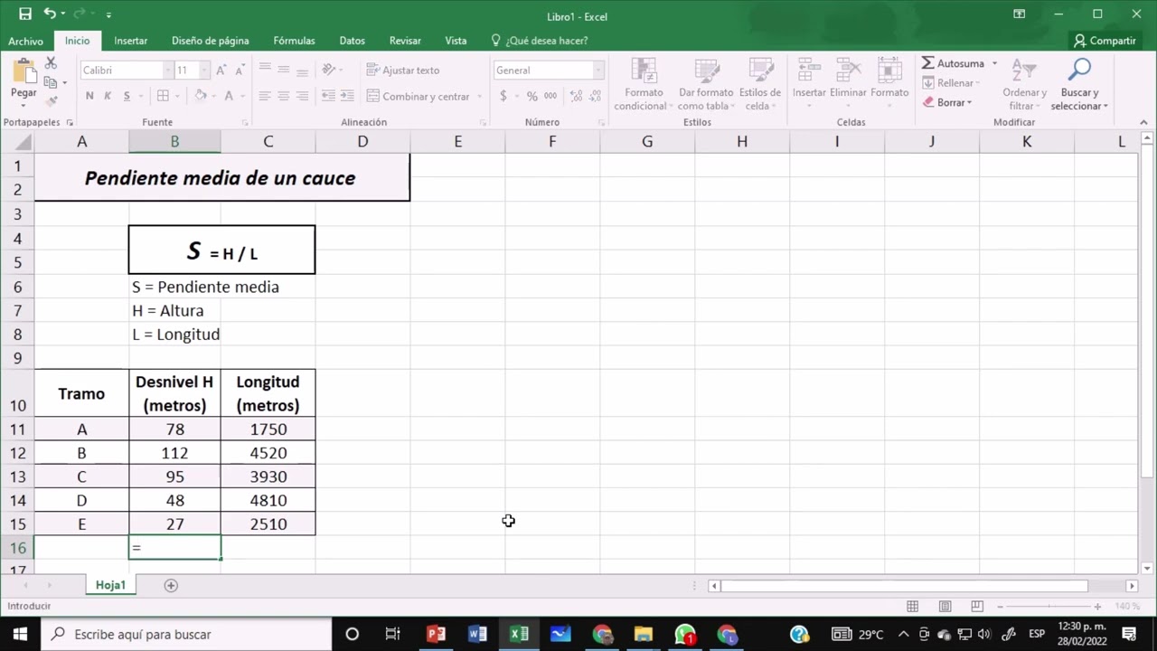 Pendiente media de un cauce