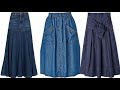 world best evergreen style denim women midi skirts//elastic waist office wear denim skirts designs