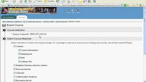 Blackboard Instructor - P - Export and Archive Course