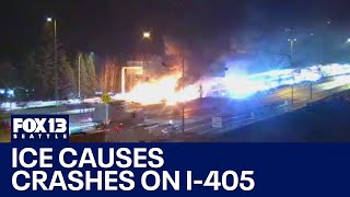 Ice causes several crashes on I-405 in Bellevue, Renton | FOX 13 Seattle