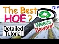 How to make an INEXPENSIVE HOE for EFFICIENT WEEDING, 'Recycle Strap Hoe'.   Weeds beware!