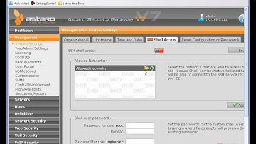 Configuring Astaro for shell access