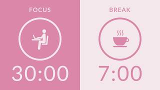 30/7 Pomodoro Timer with Pink Noise 🎧 3-Hour Study with Me for Deep Focus & ADHD ✨
