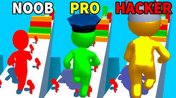 NOOB vs PRO vs HACKER in Color Run Stickman 3D ||  Best Games Gameplay FHD 2021