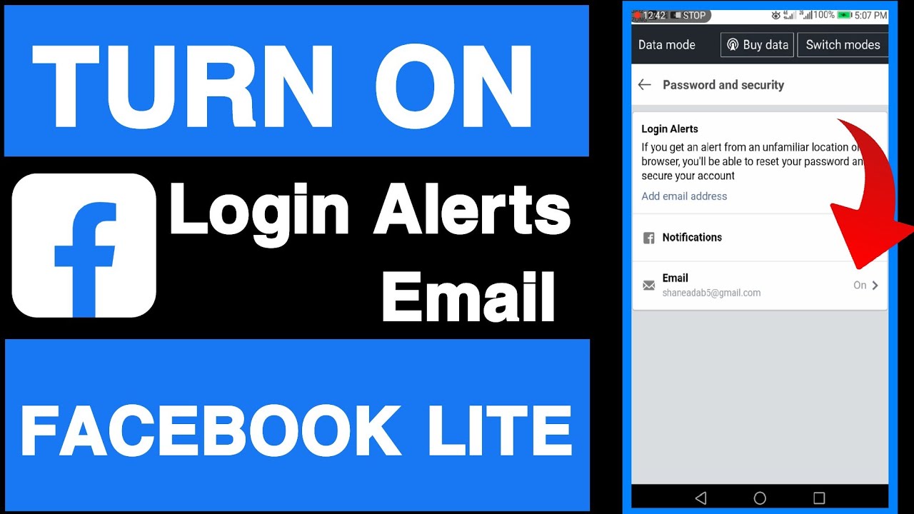 How to turn on login alerts on facebook lite through emailLogin