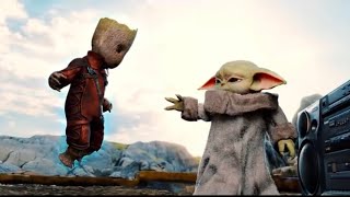 Baby Yoda meets Baby Groot