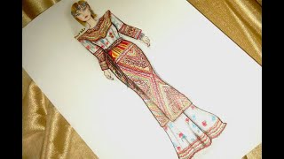 تصميم الازياء  /تعلم كيف ترسم جبة قبائلية مميزة مع أغنية رووعة How to draw Robe kabyle Moderne