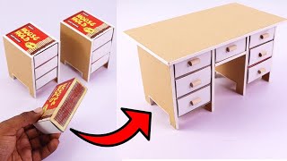 How to make matchbox desk with drawer | DIY Match box Table With Drawer | Match box crafts |