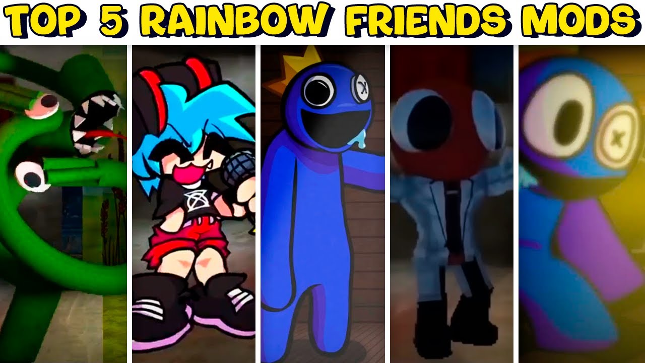 Top 5 Rainbow Friends Mods! - Friday Night Funkin' VS Blue, Red, Green,  Pink, Yellow, Orange, Purple 