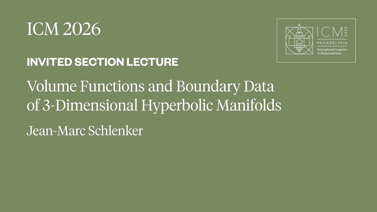 ICM 2026 Invited Section Lecture - Jean Marc Schlenker