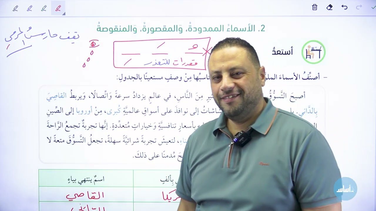 الأسماء الممدودة والمقصورة والمنقوصة/ الصف التاسع 🧑‍🏫 أستاذ محمد متولي