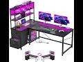 DurayLoly 55''Gaming Desk L Shaped Desk with 3 Fabric Drawers &amp; Shelf, Reversible Computer