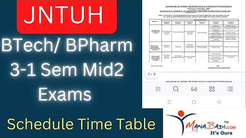 JNTUH BTech/BPharm 3-1 Sem Mid 2 Exams Time Table Released - Exam Schedule Dates & Timings