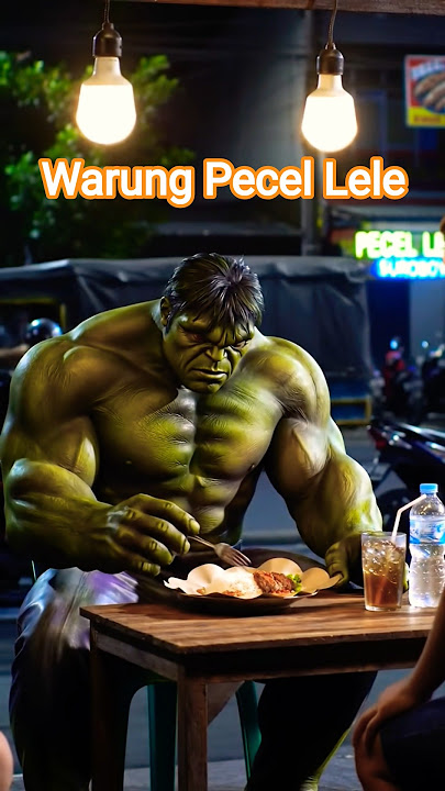 Hulk Enjoys Pecel Lele at a Local Indonesian Warung #shorts #indonesia #hulk #ai