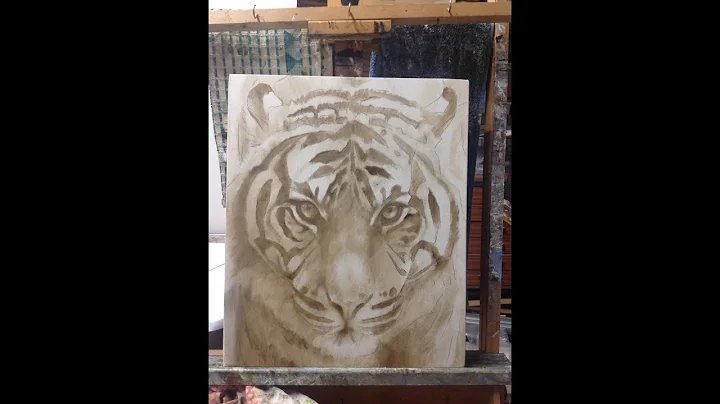 Underpainting of a Tiger ready for an Oil Painting