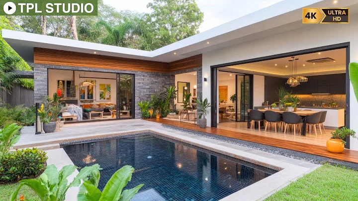 Modern L-Shaped Single-Storey Homes with Cozy Pool Landscaping and Elegant Courtyard Kitchens