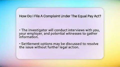 How Do I File A Complaint Under The Equal Pay Act? - Gender Equality Network