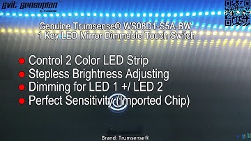 Trumsense® WS08D1 S5A BW dimmable bathroom LED mirror touch sensor switch with memory