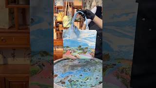 Dye A Beautiful Landscape With Colors.