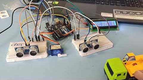 LCD, Ultrasonic sensors & Servo Motor (Entry) - IPR (Carpark Entry & Exit System)