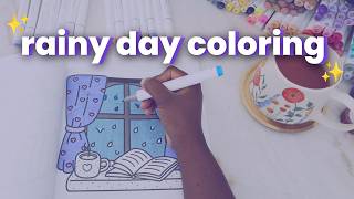 Rainy day color with me using Ohuhu markers and my Cozy Reading bold and easy coloring book