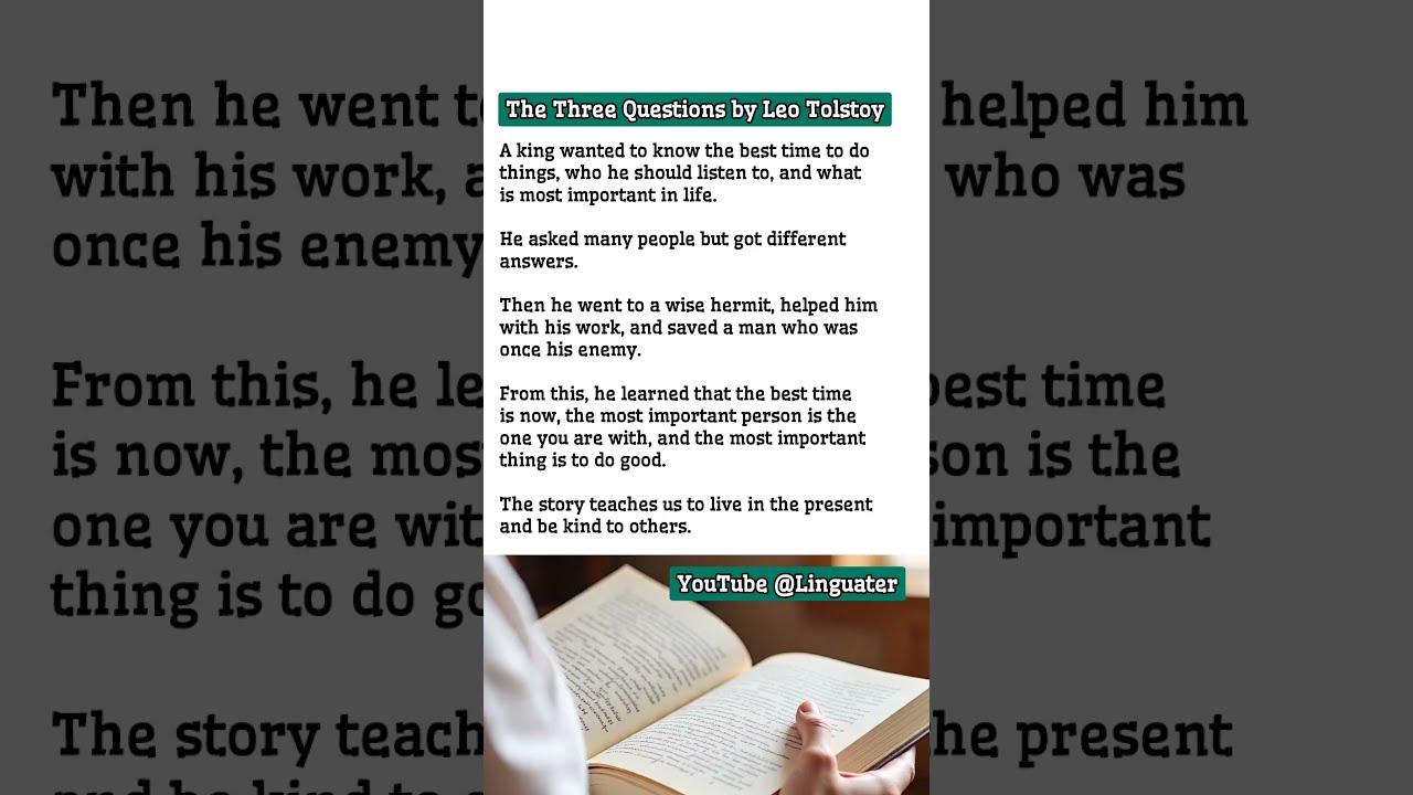 Story Time The Three Questions By Leo Tolstoy Short Summary And Analysis Shorts