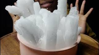 POWDERY ICE STICKS WITH CARBONATED WATER (BLACKBERRY LEMONADE) REFROZEN #iceeating #asmr #asmrice