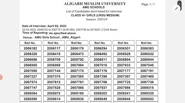 6 Class Admission test result declared l AMU 6 entrance result out 2023 2024, in 27 march to  2 Apri