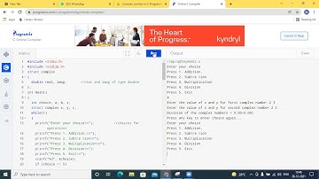 complex number Addition Subtraction Multiplication Division in C prog