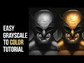EASY grayscale to color tutorial - digital painting