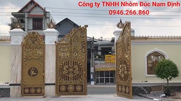 ✅ ✅ Bộ cổng nhôm đúc đôi rồng kết hợp dùng mô tơ tự động | Cổng nhôm đúc Nam Định
