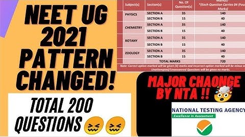 NEET 2021 PAPER PATTERN CHANGE || Major Changes by NTA ||