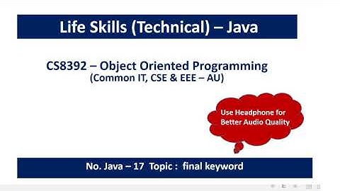 Java  final keyword | final variables | final methods | final class | Programs | CS8392 - OOP | 17