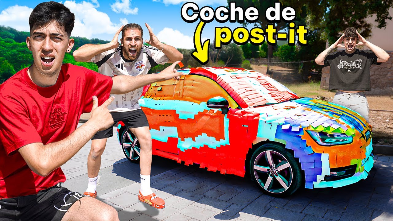 Le Llené el Coche con +2.500 Post-Its a mi Amigo