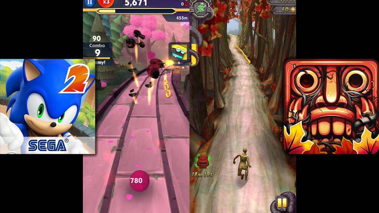 Sonic Dash 2 Sonic Boom Vs Temple Run 2 Jungle Fall - YouTube