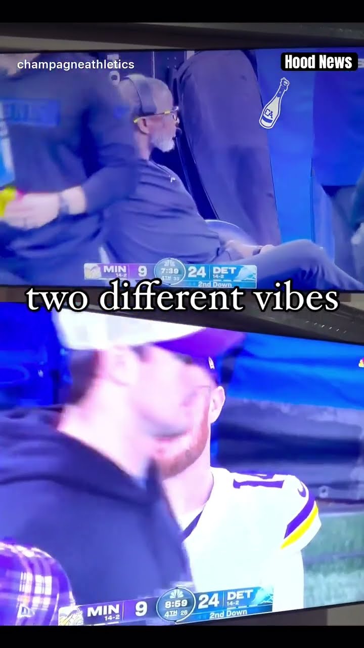 Two different vibes #hoodnews #samdarnold #detroitlions #vikings #reaction #shortvideo #NFL #omg #us