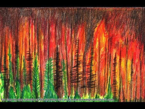 How To Draw A Forest Fire Step By Step Very Easy Youtube