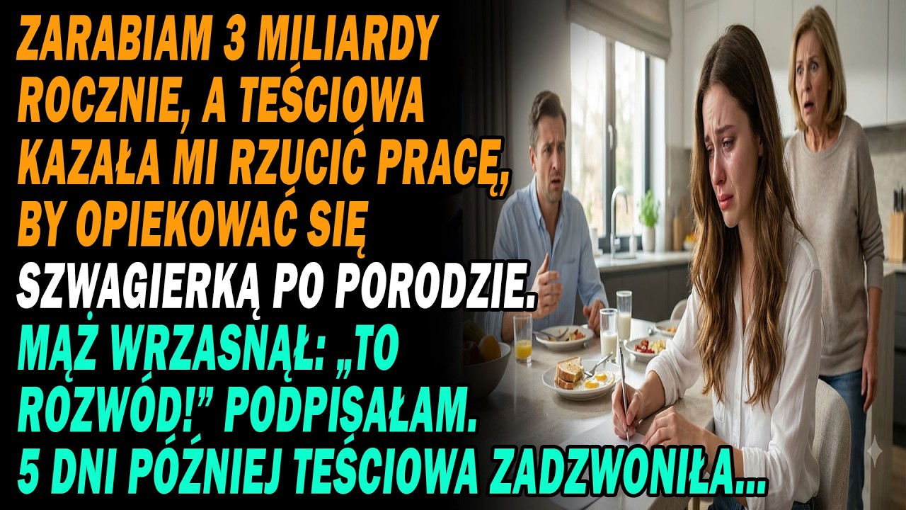 Stałam w kuchni, gdy Magda odstawiła filiżankę i cicho powiedziała, że jutro jedzie do szpitala na kontrolę i że może powinnam zastanowić się, czy chcę być na to gotowa. W salonie Tomek siedział...