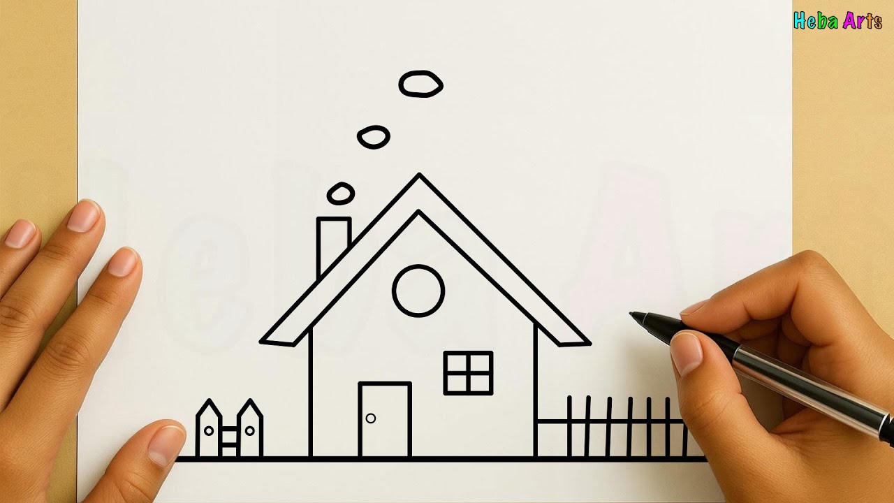 How to draw a cute House easy step by step / Easy drawing / Drawing tutorial for beginners