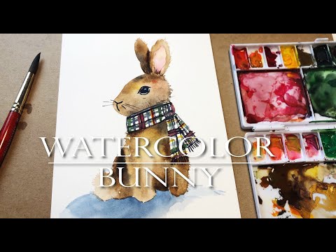 Watercolor Painting Ideas for Beginners/ Bunny Tutorial/ Step by Step