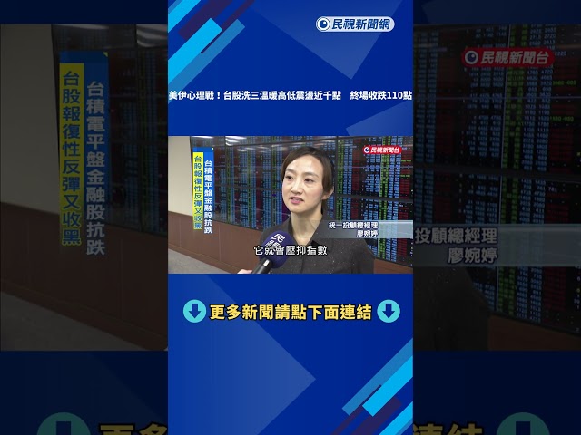 心理戰! 台股洗三溫暖"震盪近千點" 週二收跌110點－民視新聞