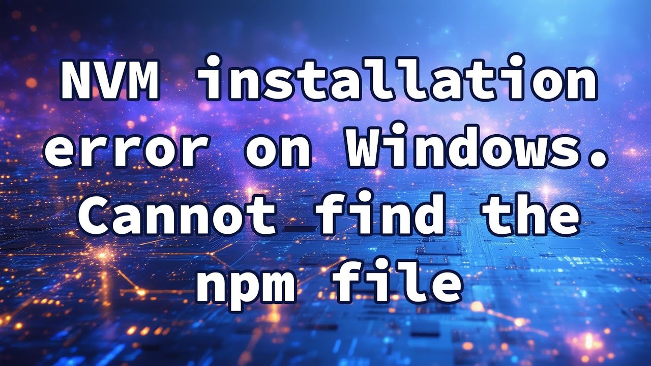 NVM installation error on Windows. Cannot find the npm file - YouTube