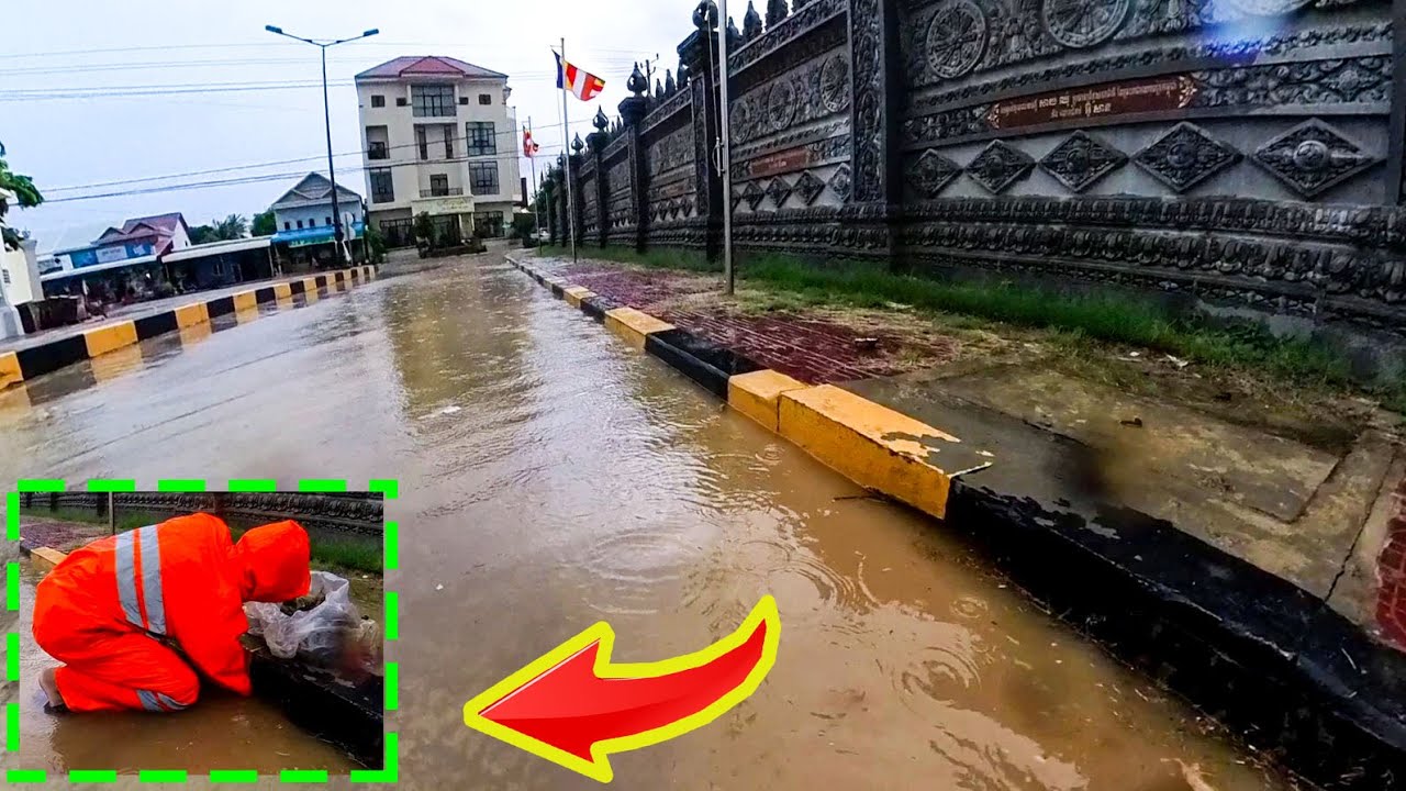 Unclogging Culvert Drain After Heavy Rain On The Road #unclogging # ...
