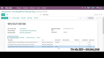 Phiếu xuất kho -  tồn kho trong Odoo ERP Việt Nam
