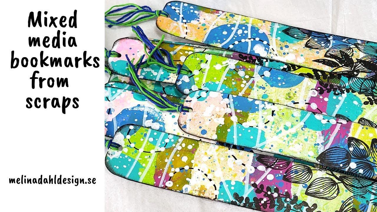 Mixed media bookmarks from scrap paper