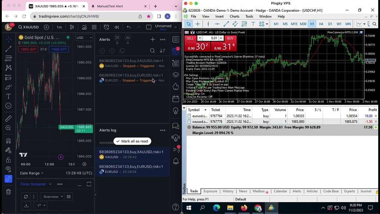 Trading Automation with Oanda and PineConnector (v1)