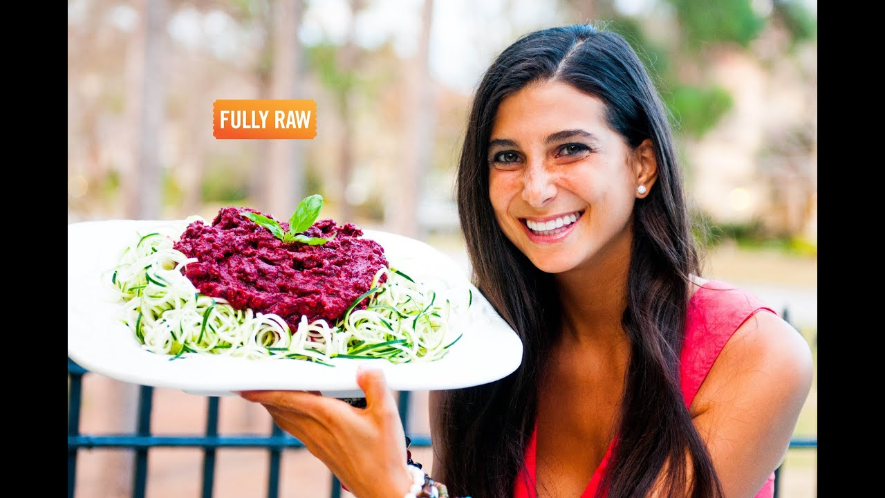 FullyRaw Pasta with Cinnamon Beet Basil Marinara