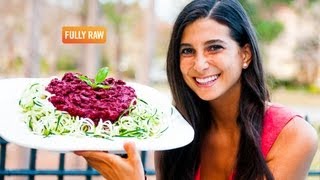 FullyRaw Pasta with Cinnamon Beet Basil Marinara