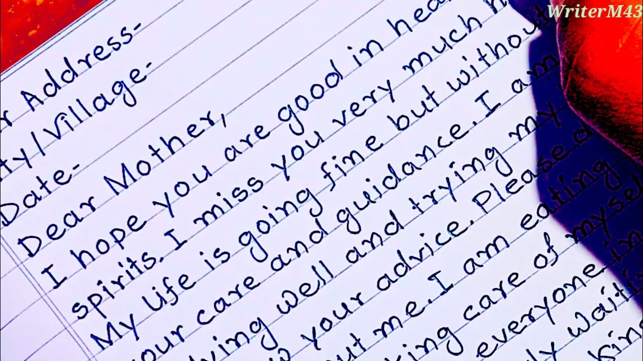A letter to my mother | One page English handwriting | 1 page writing practice | Handwriting sudhar